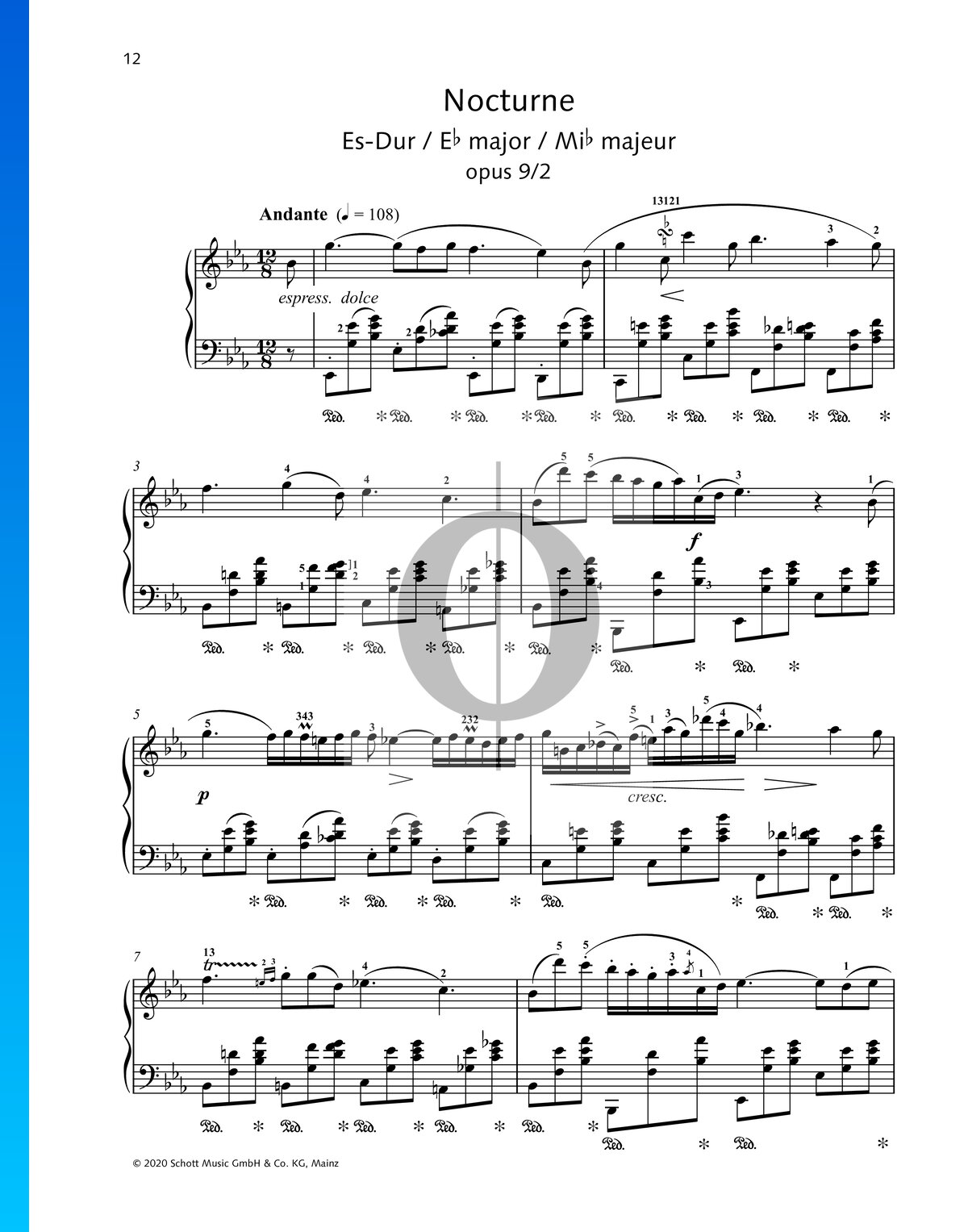 Malentendido Doctrina refrigerador Nocturno en mi bemol mayor, Op. 9 n.º 2 Partitura » Frédéric Chopin (Piano  Solo) | Descarga PDF - OKTAV