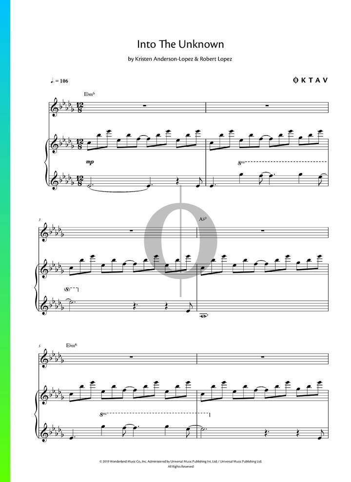 Into The Unknown Piano Sheet Music from Frozen 2 by Idina Menzel - OKTAV