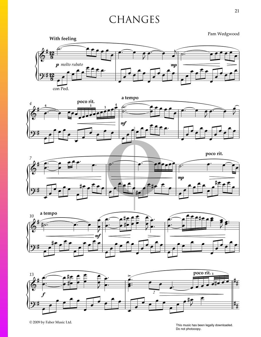 Changes (Pam Wedgwood) Piano Sheet Music OKTAV