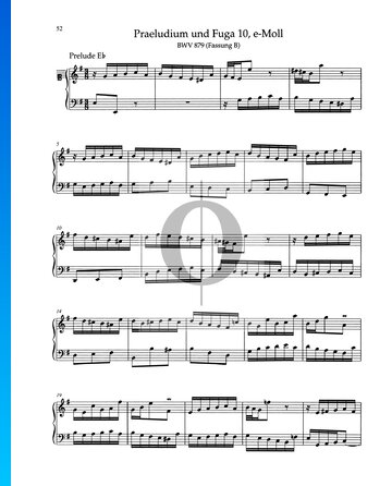 Praeludium e-Moll, BWV 879 Musik-Noten