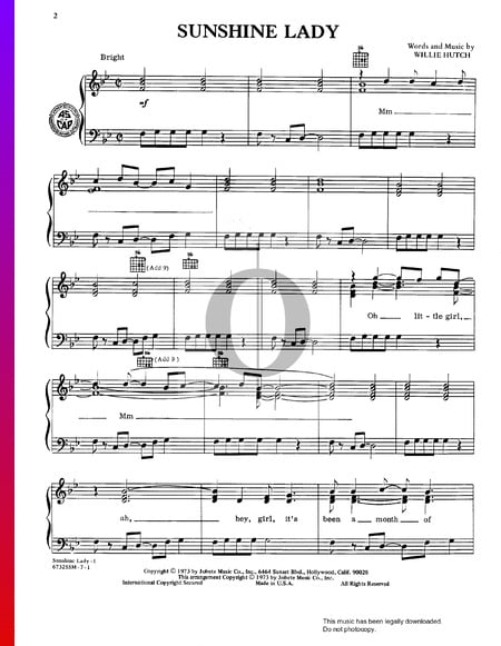 Sunshine Lady Sheet Music