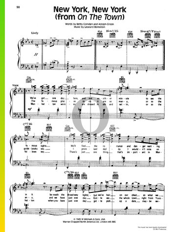 New York, New York (On The Town) Partitura