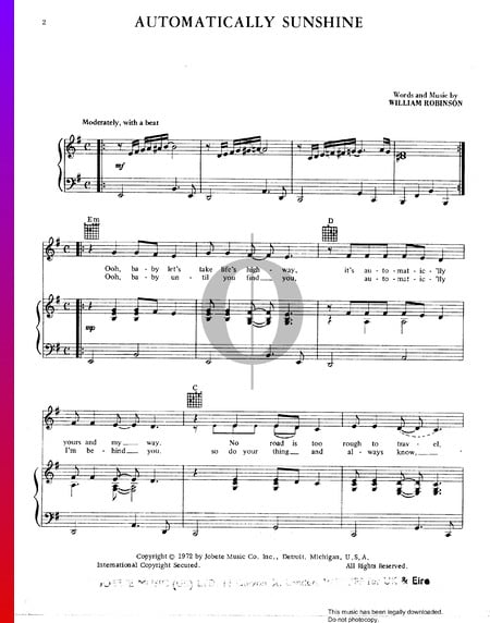 Automatically Sunshine Sheet Music