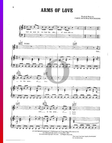 Arms Of Love Partitura