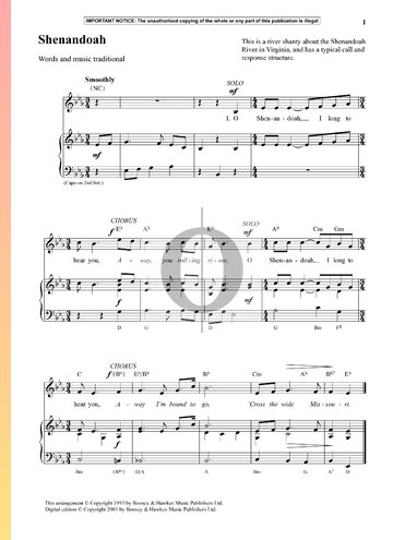 Shenandoah Musik-Noten