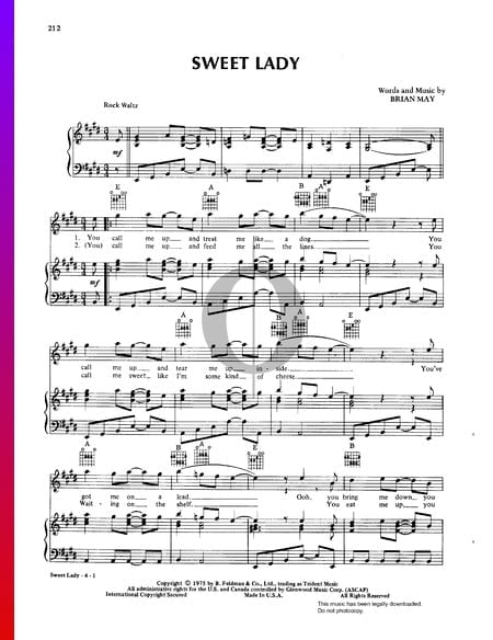 Sweet Lady Musik-Noten