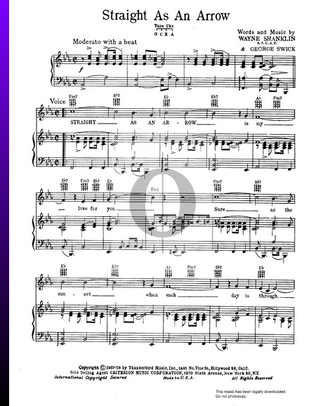 Straight As An Arrow Partitura