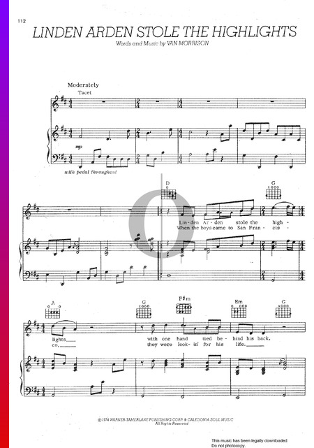 Linden Arden Stole The Highlights Partitura