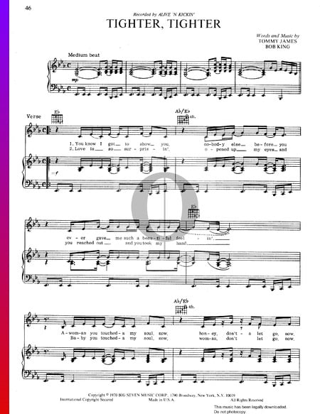 Tighter, Tighter Sheet Music