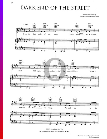 At The Dark End Of The Street Partitura