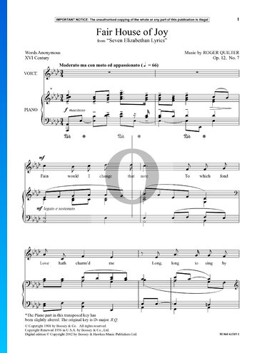 Fair House Of Joy, Op. 12 No. 7 Sheet Music