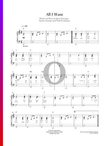 All I Want Sheet Music