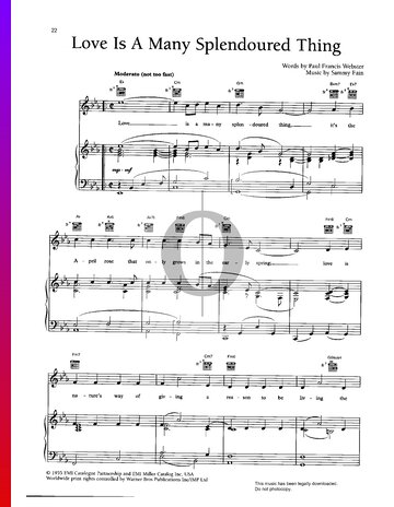 Love Is A Many Splendored Thing Sheet Music
