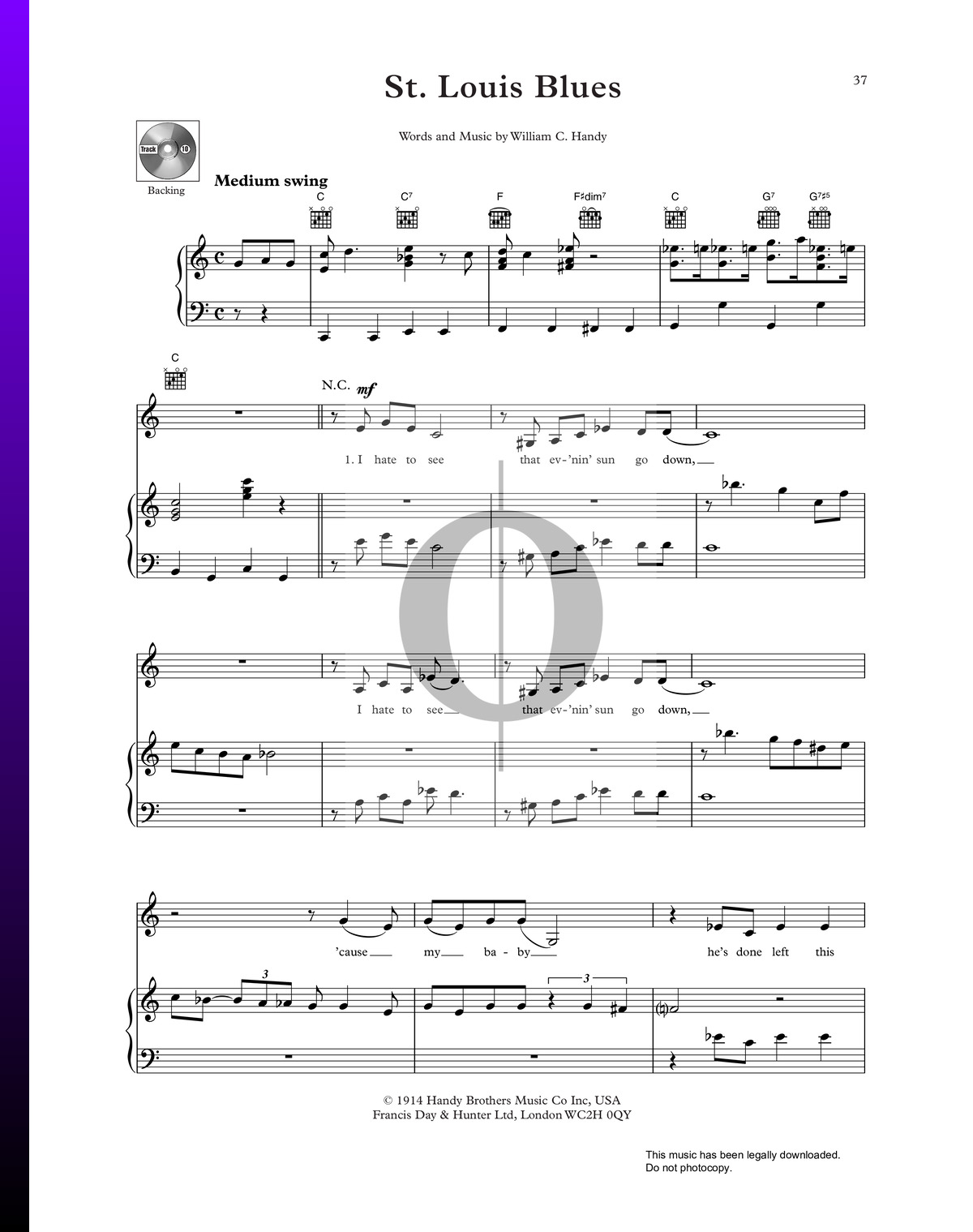 St. Louis Blues (Billie Holiday) Piano Sheet Music - OKTAV
