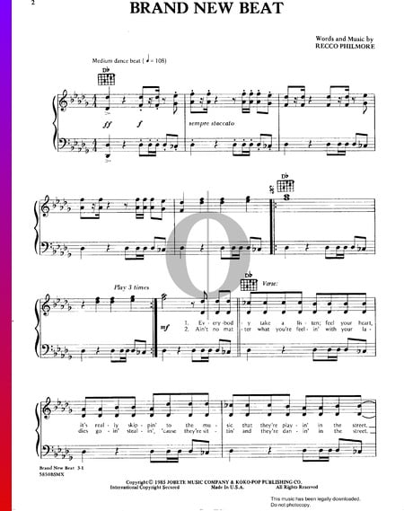 Brand New Beat Sheet Music
