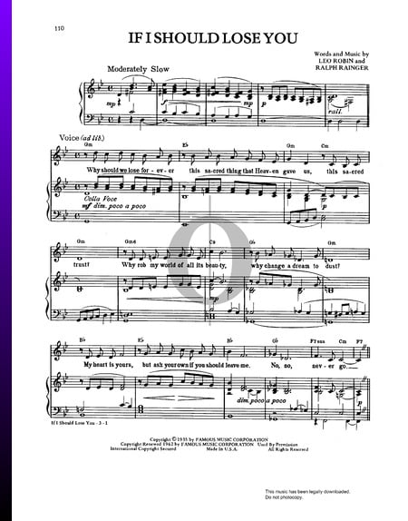If I Should Lose You Musik-Noten