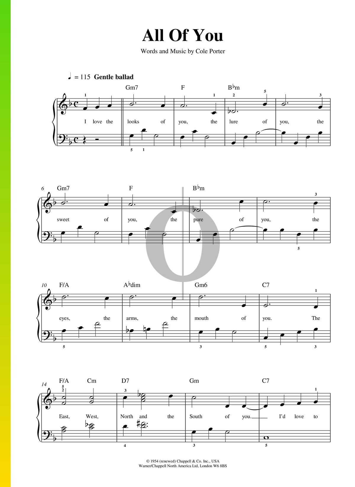 mecánico insuficiente Anuncio All Of You Partitura » Cole Porter (Piano, Voz) | Descarga PDF - OKTAV