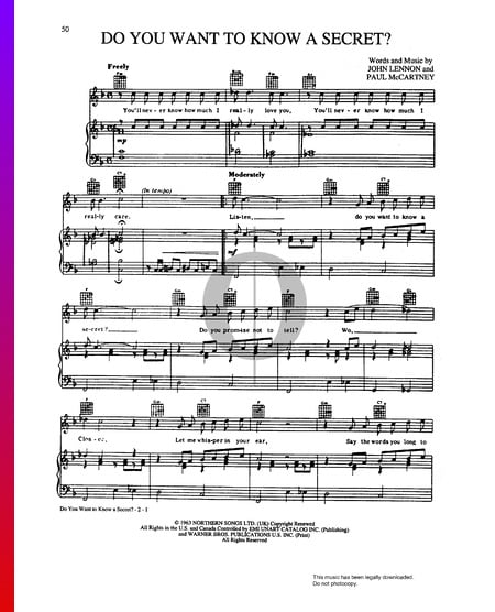 Do You Want To Know A Secret Sheet Music