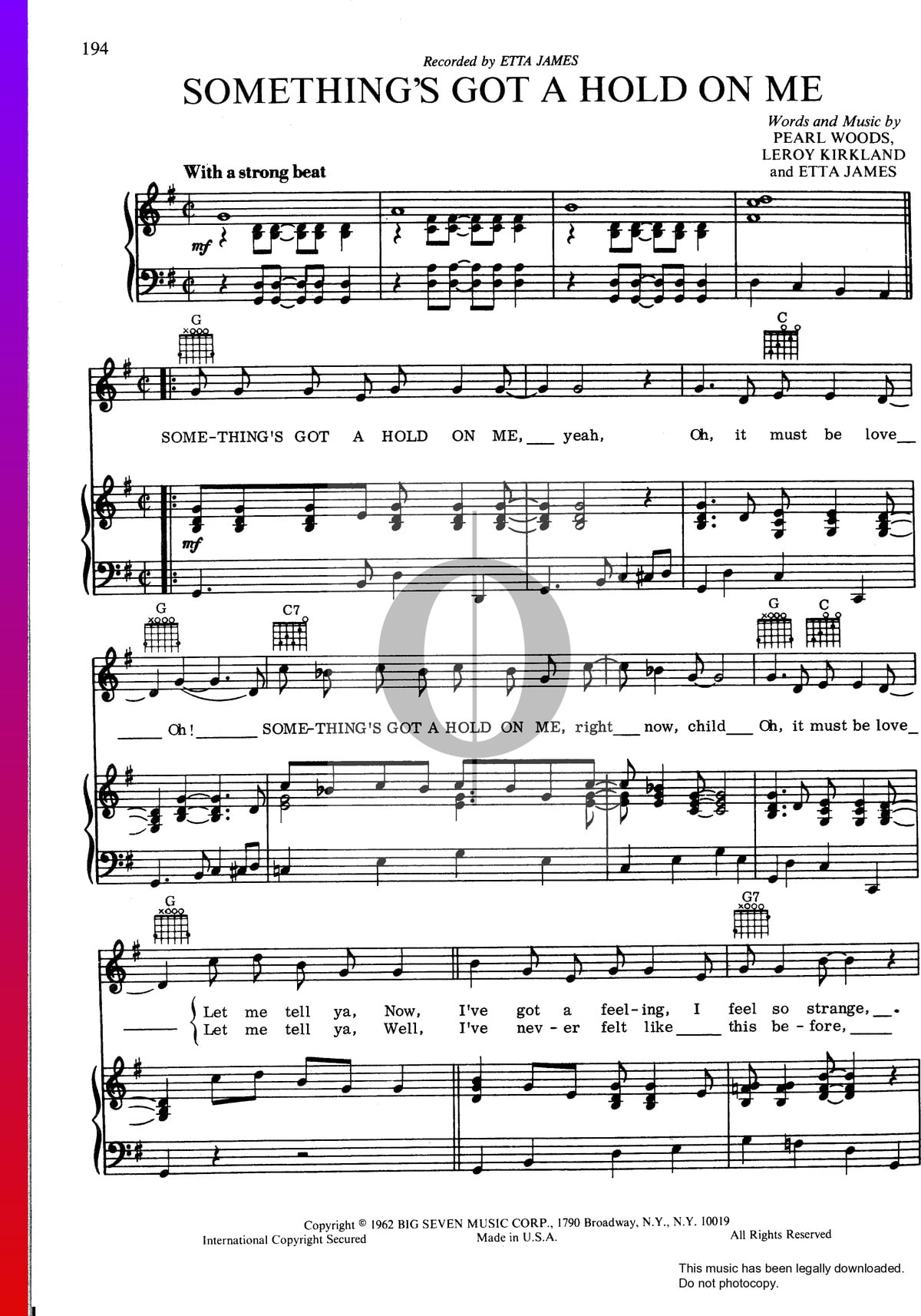 Something S Got A Hold On Me Sheet Music Piano Voice Guitar Pdf Download Streaming Oktav