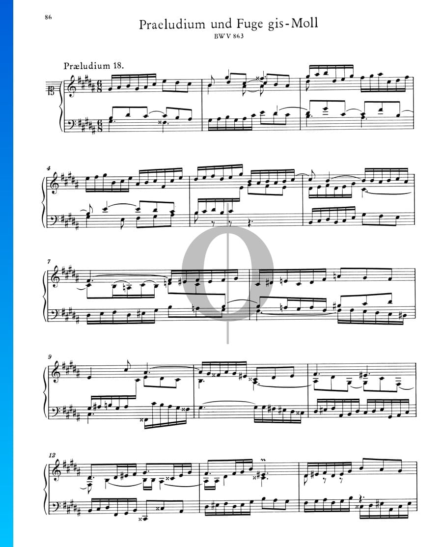 Praeludium 18 gis-Moll, BWV 863 Klaviernoten (Johann Sebastian Bach ...