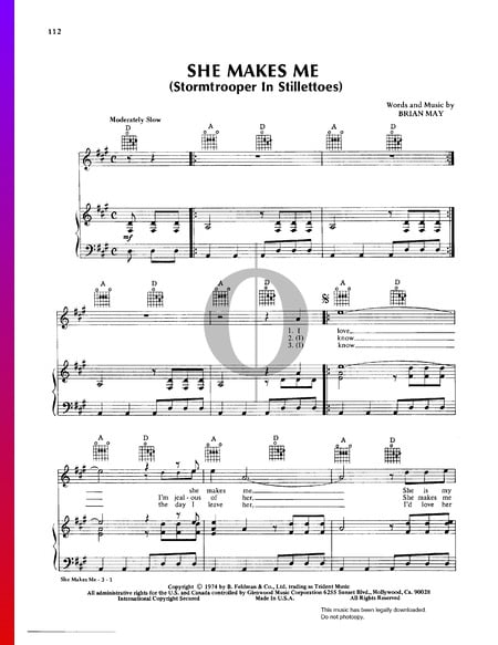 She Makes Me (Stormtrooper In Stilletoes) Sheet Music
