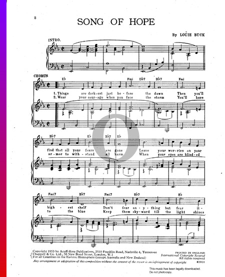Song Of Hope Musik-Noten