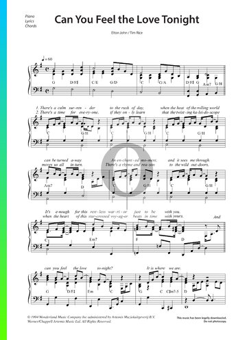 Can You Feel The Love Tonight Sheet Music