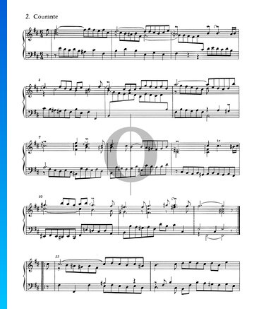 Partition Suite Française No. 3 Si bémol mineur, BWV 814: 2. Courante