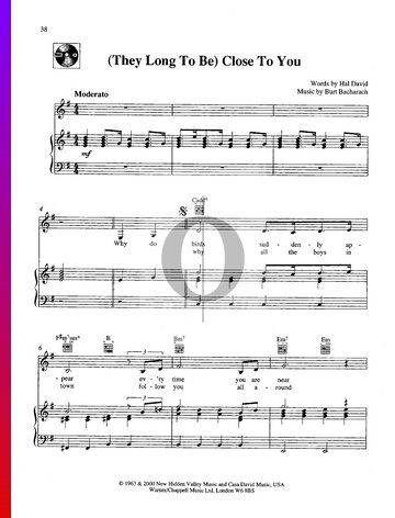 (They Long To Be) Close To You Sheet Music