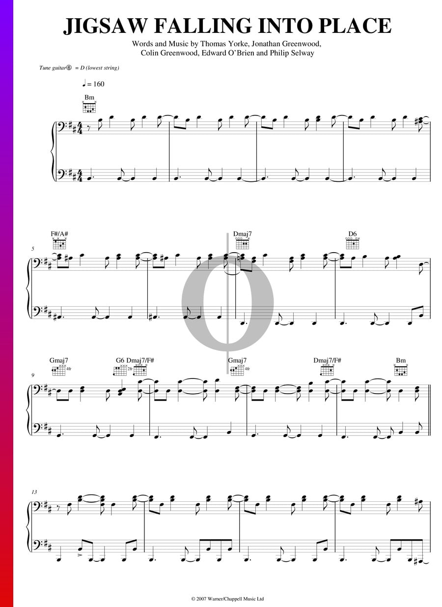 Jigsaw Falling Into Place (Radiohead) Piano Sheet Music OKTAV