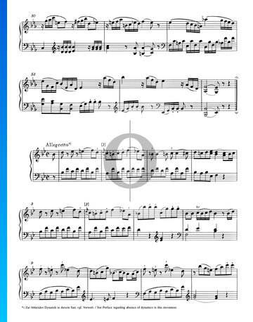 Sonata para piano n.º 17 en si bemol mayor, KV 570: 3. Allegretto Partitura