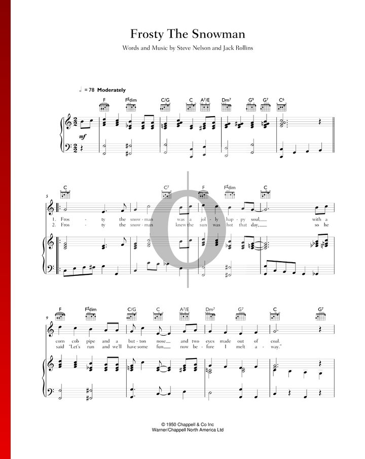 Frosty The Snowman (Bing Crosby) Piano Sheet Music - OKTAV