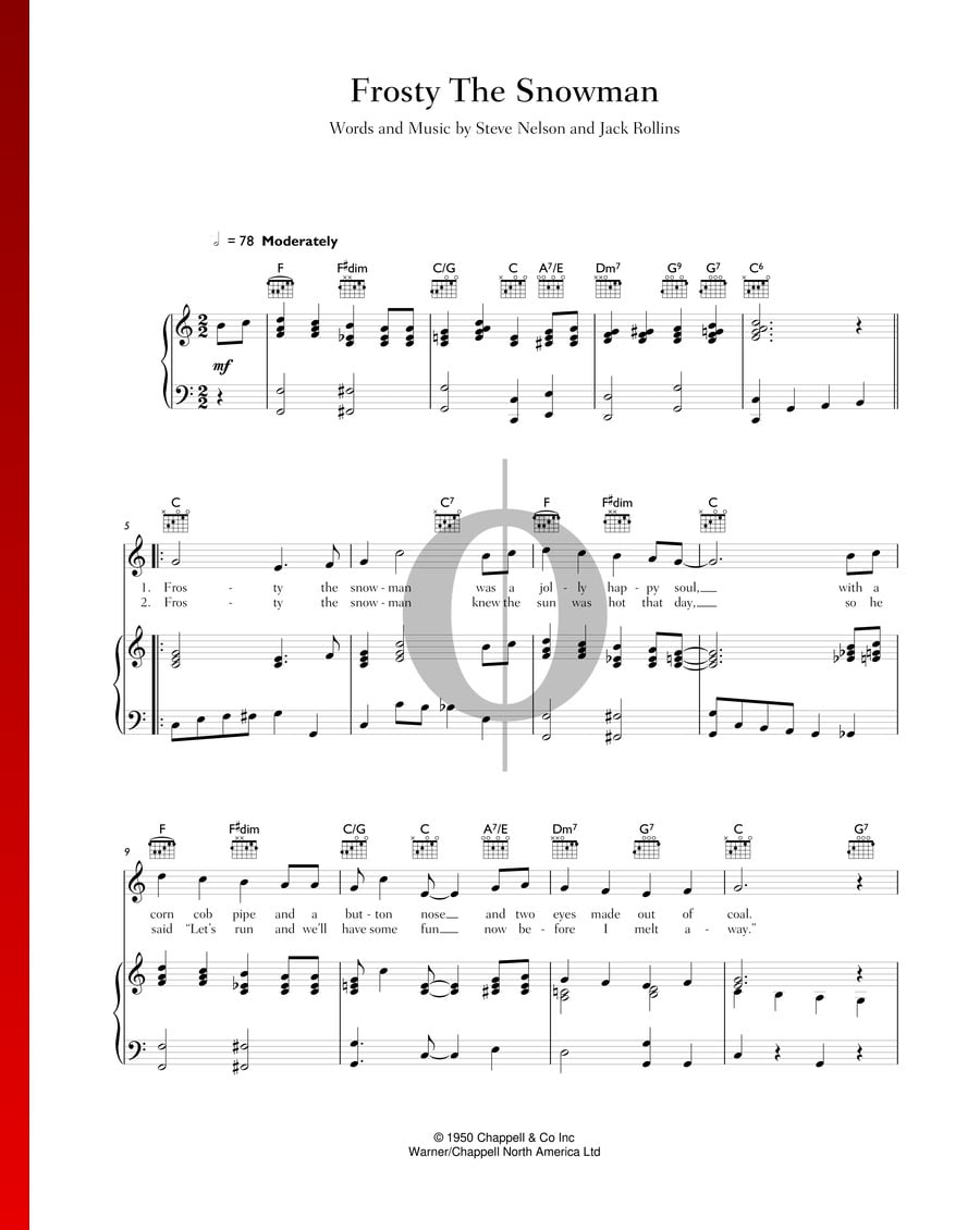 Frosty The Snowman (Bing Crosby) Piano Sheet Music - OKTAV