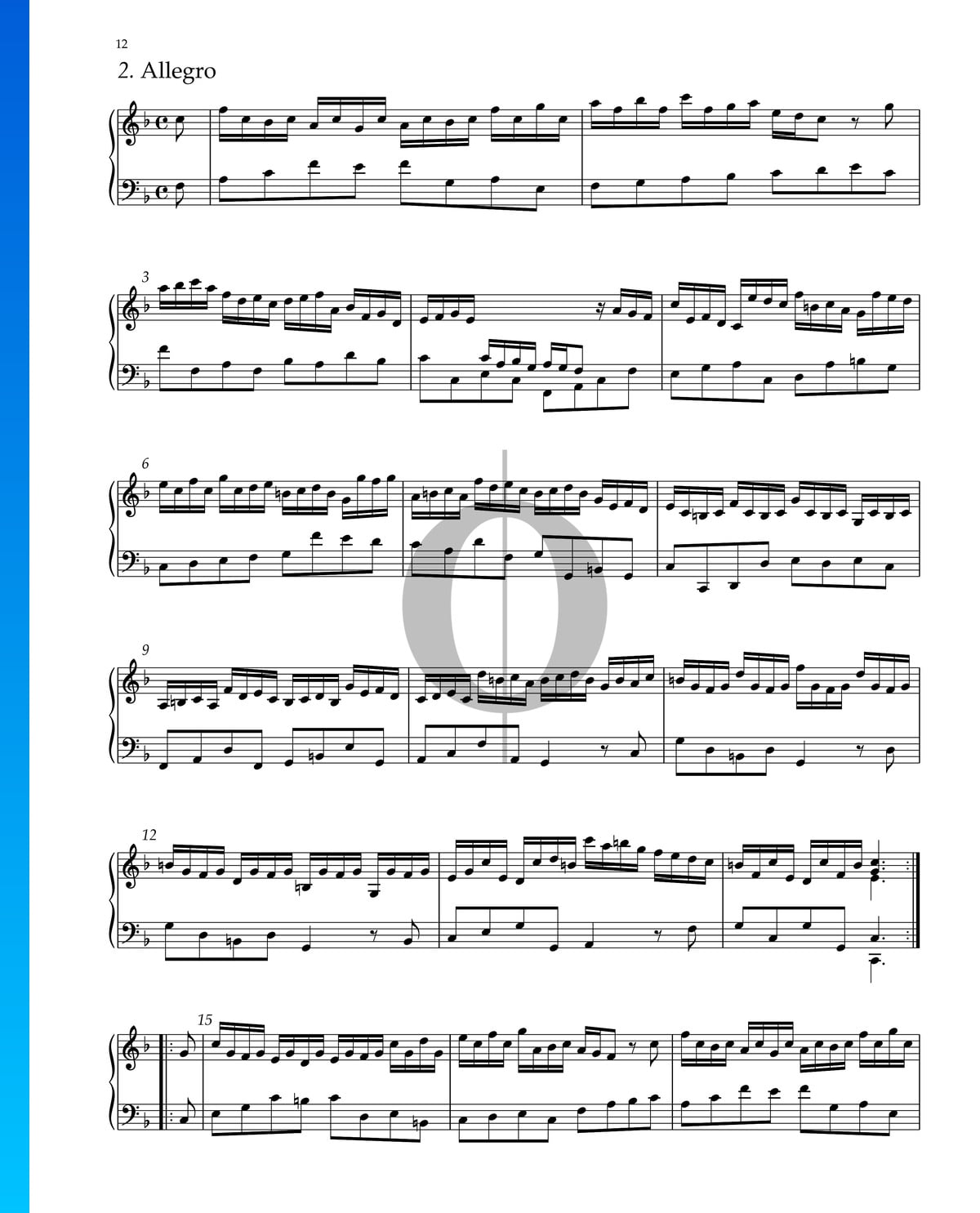 Suite No. 2 F Major, HWV 427: 2. Allegro Sheet Music (Piano Solo) - PDF ...