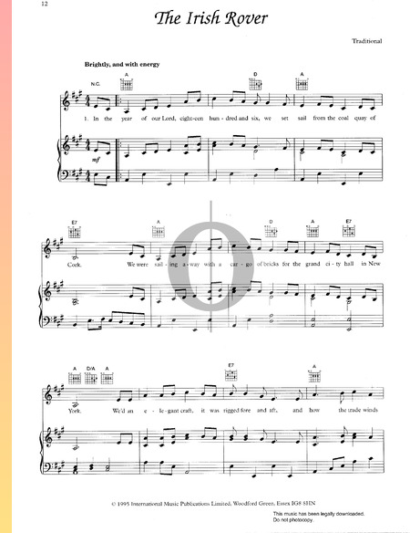 The Irish Rover Sheet Music