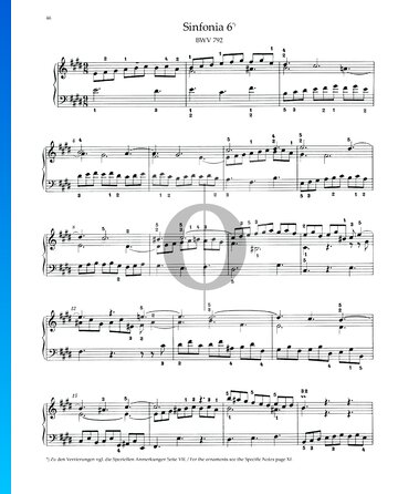 Sinfonia 6, BWV 792 Musik-Noten