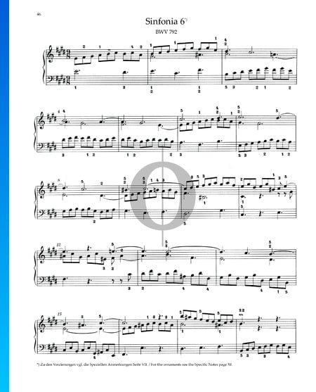 Sinfonia 6, BWV 792 Partition