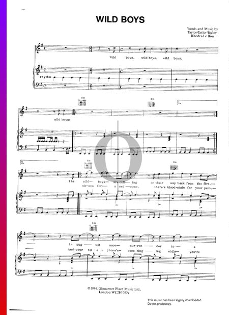 Wild Boys Musik-Noten