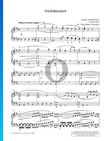 Concerto for Violin and Orchestra in D Major, Op. 61: 1. Allegro ma non troppo Sheet Music