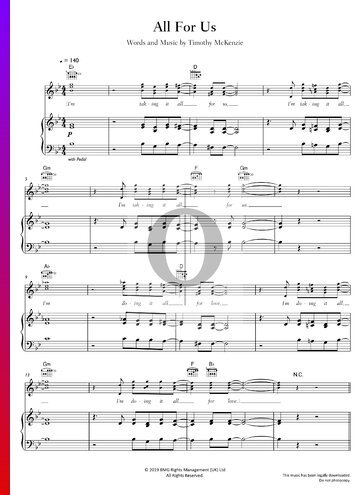 All For Us Sheet Music