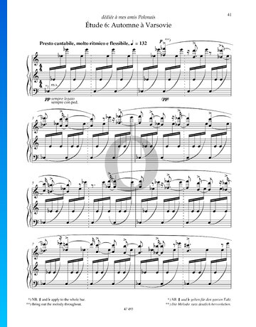 Étude 6: Automne à Varsovie Sheet Music