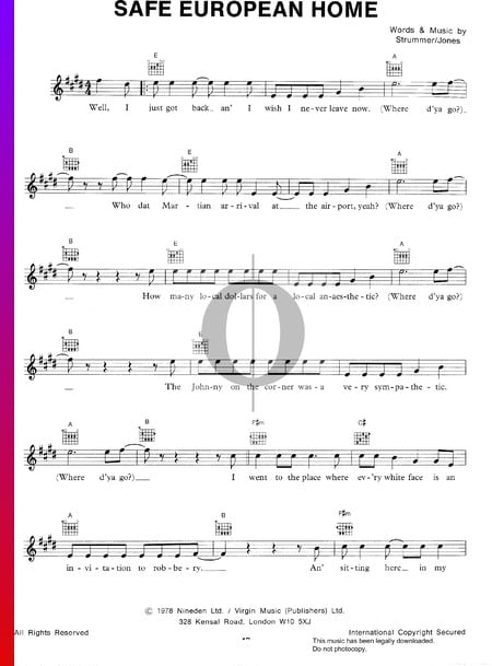 Safe European Home Sheet Music