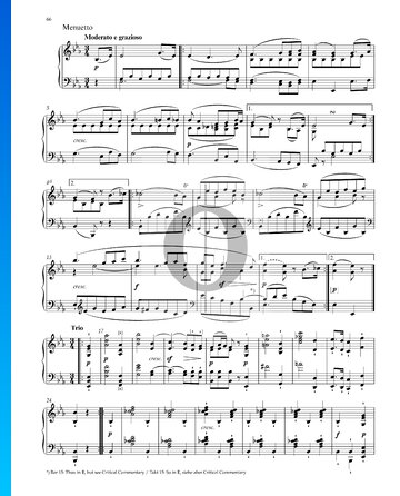 Partition Sonate en Mi bémol Majeur, Op. 31 No. 3: 3. Menuetto