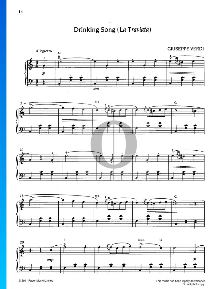 Libiamo ne' lieti calici (La Traviata) » Giuseppe Verdi - Partituras de