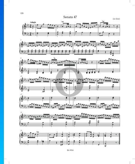 Sonata en mi bemol mayor, P. XII: 47: 1. Adagio Partitura