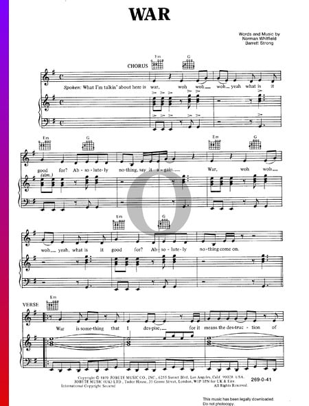 War Sheet Music