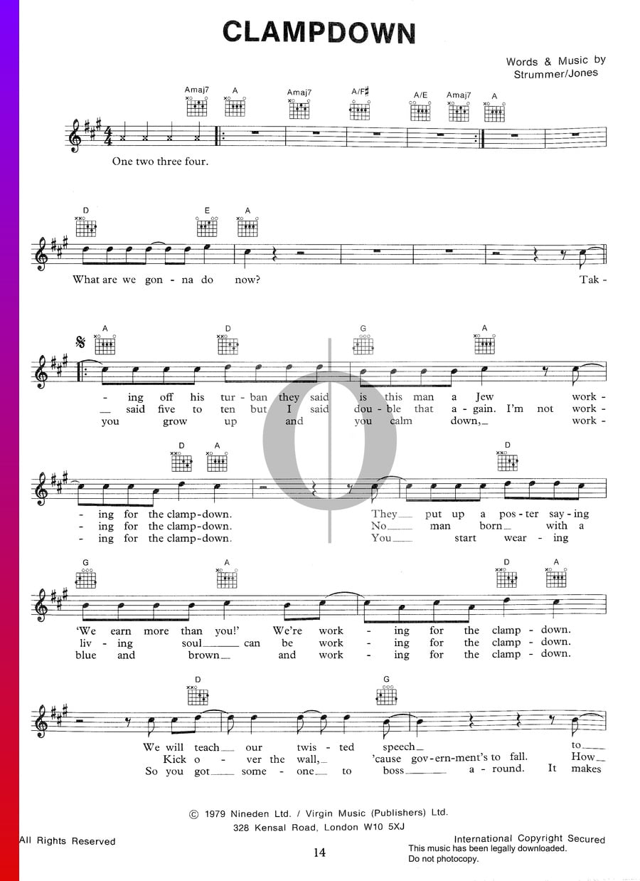 Clampdown (The Clash) Piano Sheet Music OKTAV