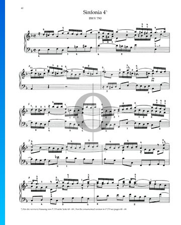 Sinfonia 4, BWV 790 Spartito