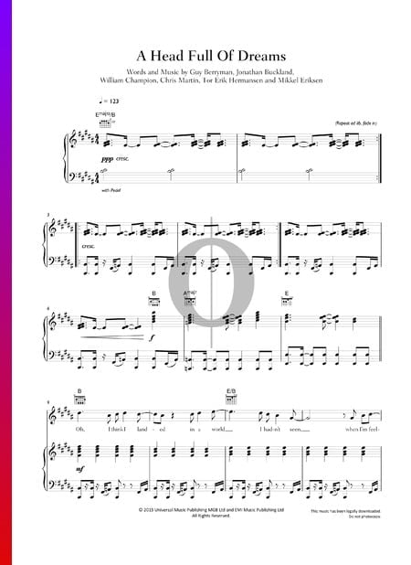 A Head Full Of Dreams Sheet Music