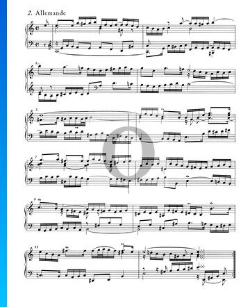 English Suite No. 2 A Minor, BWV 807: 2. Allemande Spartito